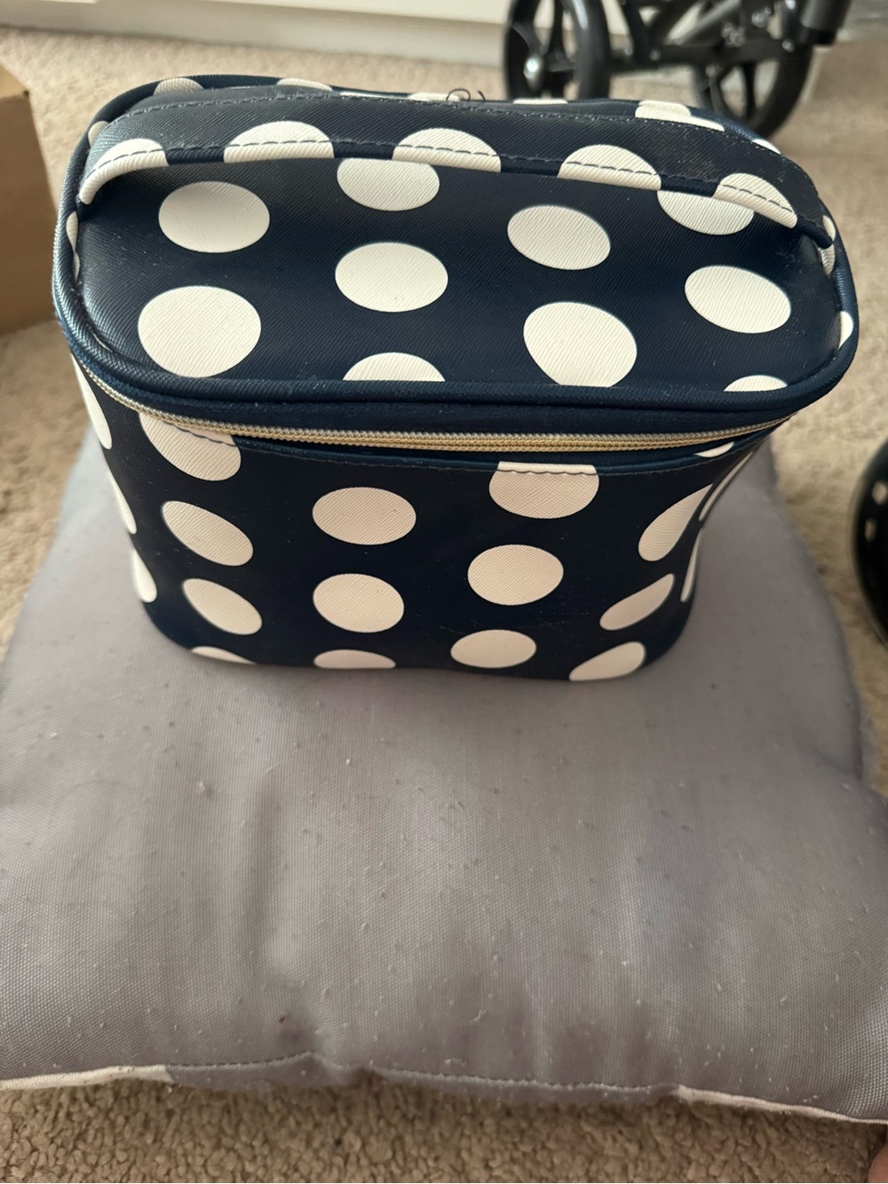 Dabney Lee Navy and White Polka Dot Makeup Case